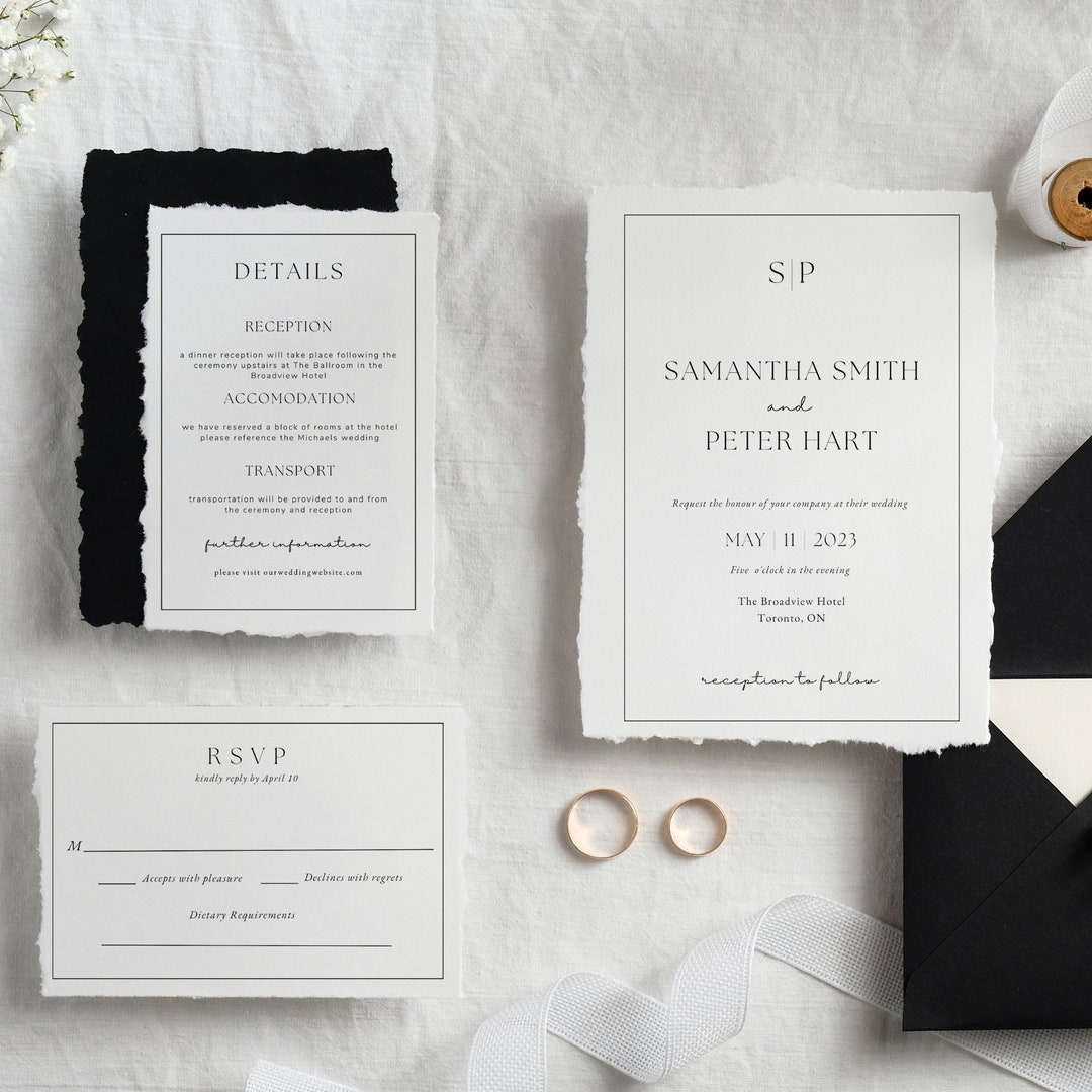 Monogram Wedding Invitation Template Set, Monogram Border, Wedding