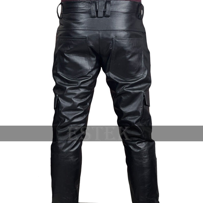 Men's Black Soft Leather Pants for Men Genuine Leather Biker Trousers ...