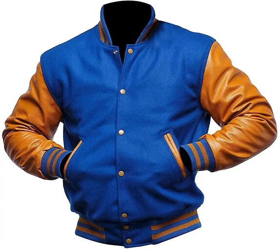Royal blue and shop gold letterman jacket