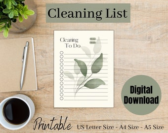 Cleaning To Do Planner Checklist, Stay on top of house chores, Printable Sheet, Daily Care, Staying Organized