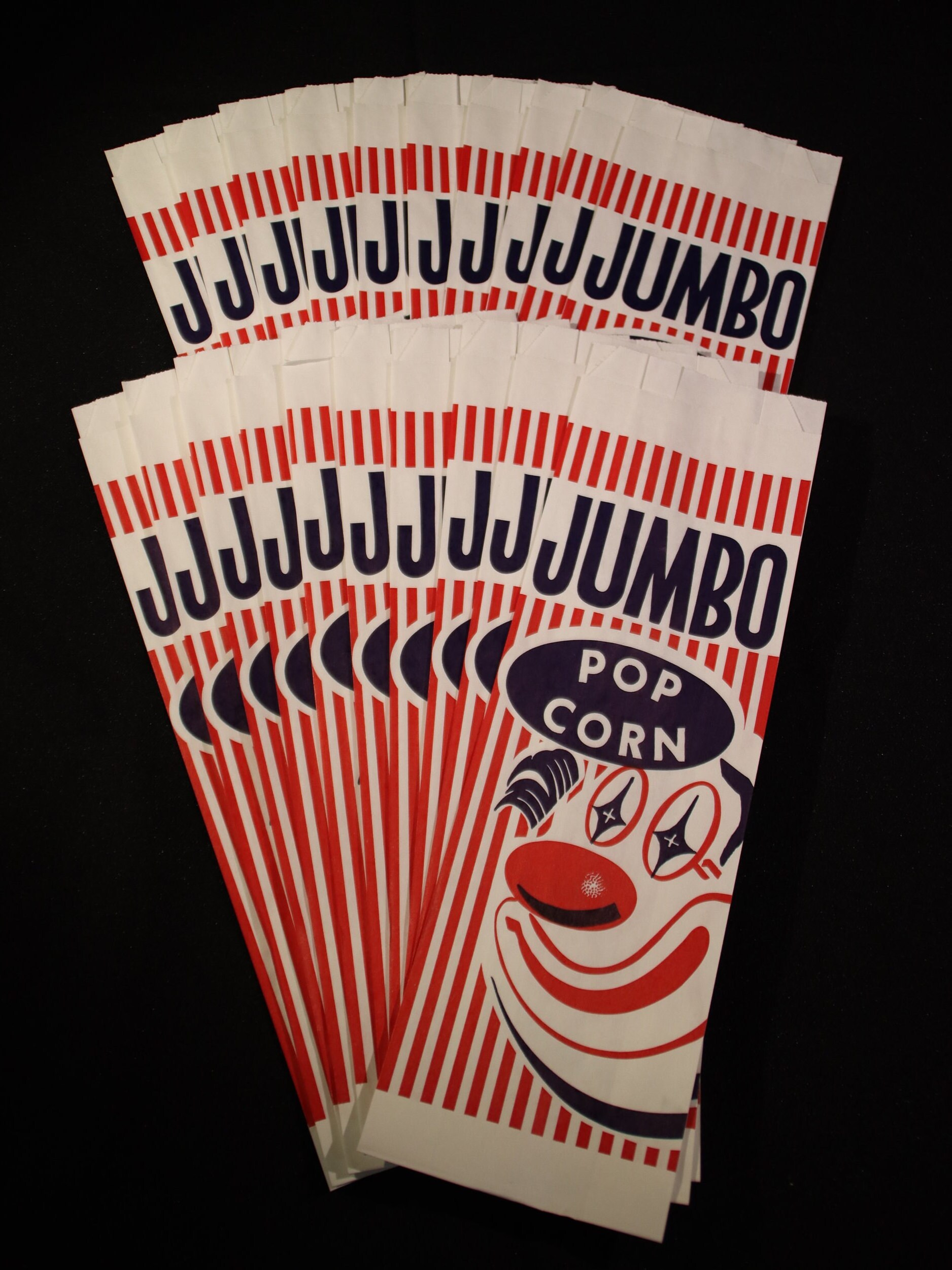 50 Jumbo Popcorn Bags Retro Style Red White and Blue Paper Etsy