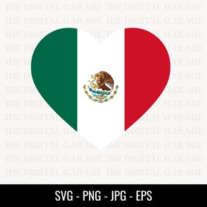 Mexico Flag SVG PNG, Love Mexico, Mexico Svg, Mexico Clipart, Mexico Png, Mexico Heart