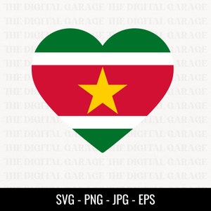 Suriname Flag SVG PNG, Love Suriname, Suriname Svg, Suriname Clipart, Suriname Png, Suriname Heart