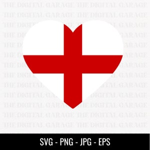 England Flag SVG PNG, Love England, England Svg, England Clipart, England Png, England Heart
