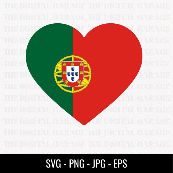 Portugal Flag SVG PNG, Love Portugal, Portugal Svg, Portugal Clipart, Portugal Png, Portugal Heart