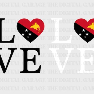 Papua New Guinea Flag SVG PNG, Love Papua New Guinea, Papua New Guinea Clipart, Papua New Guinea Png, Papua New Guinea Heart