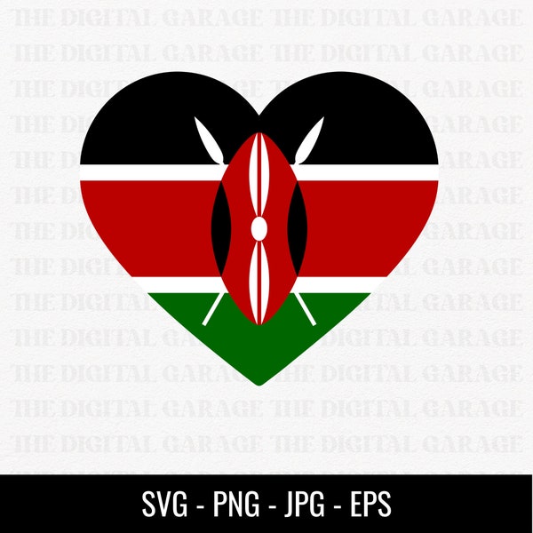Kenya Flag SVG PNG, Love Kenya, Kenya Svg, Kenya Clipart, Kenya Png, Kenya Heart