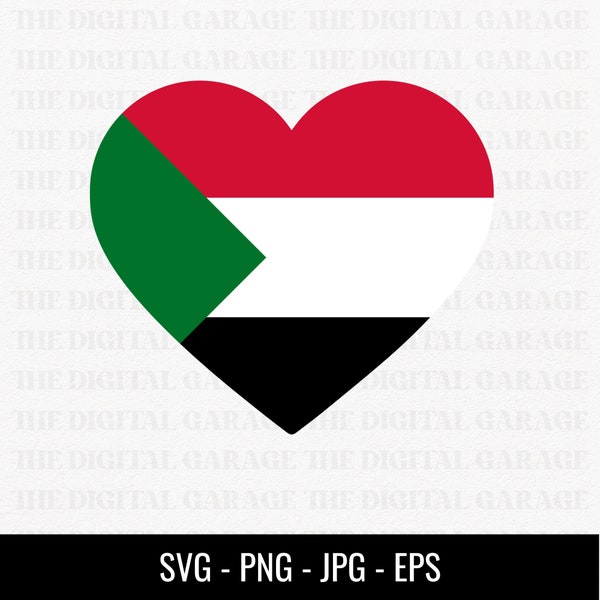 Sudan Flag SVG PNG, Love Sudan, Sudan Svg, Sudan Clipart, Sudan Png, Sudan Heart