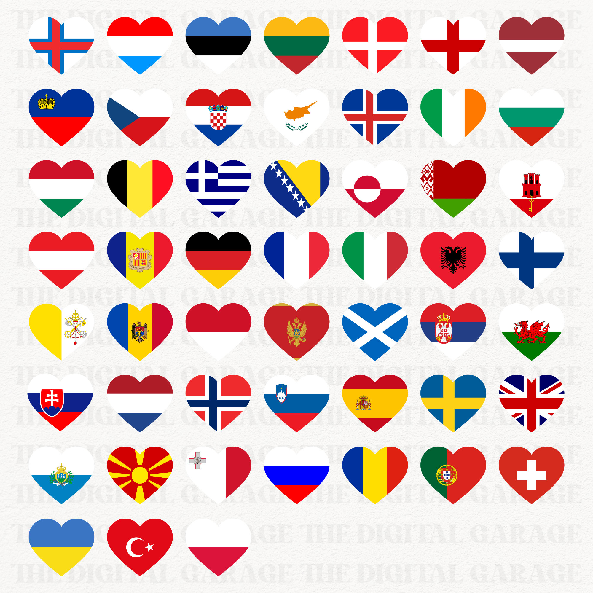 Europe Flag SVG PNG European Country Flags Heart Flags Svg Etsy