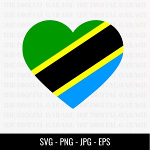 Tanzania Flag SVG PNG, Love Tanzania, Tanzania Svg, Tanzania Clipart, Tanzania Png, Tanzania Heart