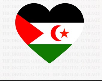 Drapeau du Sahara Occidental SVG PNG, Love Sahara Occidental, Sahara Occidental Svg, Sahara Occidental Clipart, Sahara Occidental Png, Coeur du Sahara Occidental