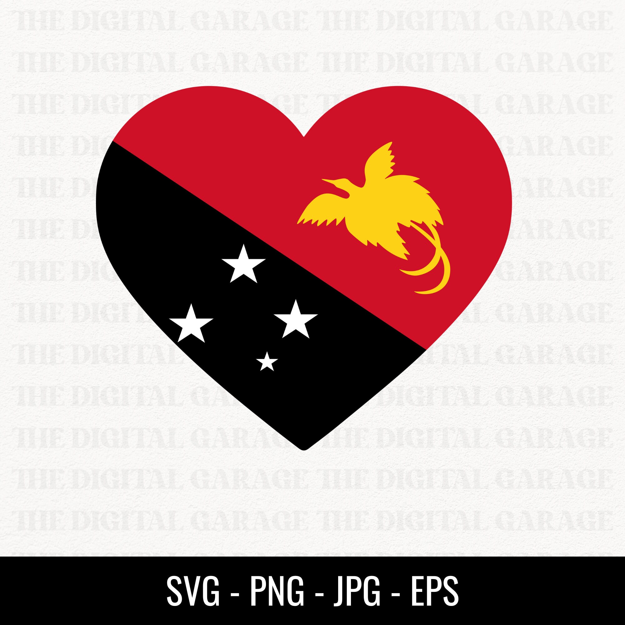 Papua New Guinea Flag SVG PNG, Love Papua New Guinea, Papua New Guinea Clipart, Papua New Guinea