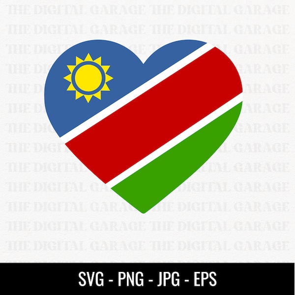Namibia Flag SVG PNG, Love Namibia, Namibia Svg, Namibia Clipart, Namibia Png, Namibia Heart