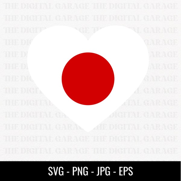 Japan Flag SVG PNG, Love Japan, Japan Svg, Japan Clipart, Japan Png, Japan Heart