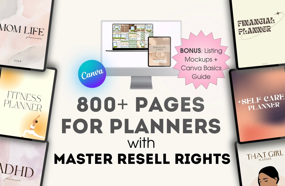 PLR Resell Digital Planner Bundle , Commercial Use, Canva Editable ...