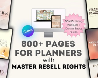 PLR Resell Digital Planner Bundle , Commercial use, Canva editable planner, PLR Planner , Customisable Daily planner , Canva template MRR