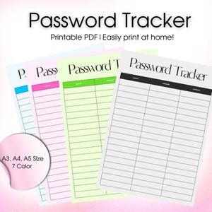 Carnet de mots de passe, panneau de mot de passe WiFi, suivi du mot de passe, gardien du mot de passe, suivi du mot de passe imprimable A4/A5/Letter/Half
