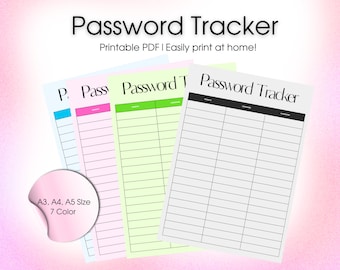 Password book, WiFi password sign, Password tracker, Password keeper, Password tracker printable A4/A5/Letter/Half
