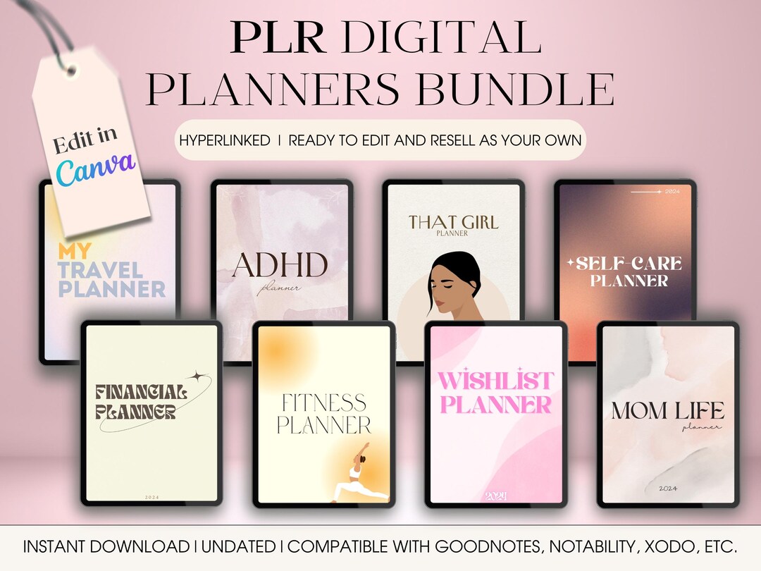 PLR Resell Digital Planner Bundle , Commercial Use, Canva Editable ...
