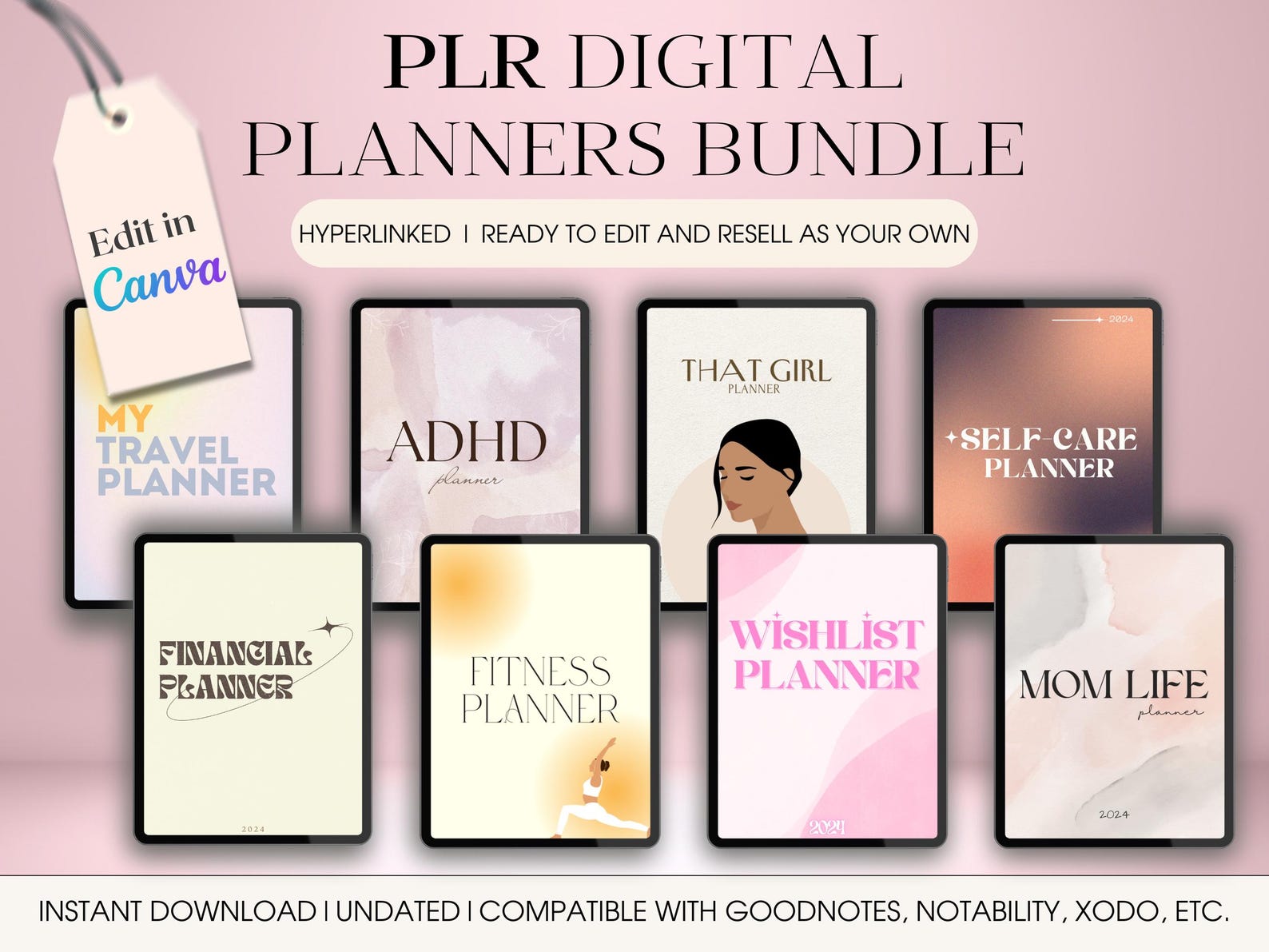 PLR Resell Digital Planner Bundle , Commercial Use, Canva Editable ...