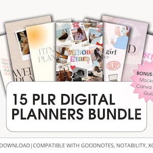 PLR Resell Digital Product Bundle , Commercial use, Canva editable planner, PLR Journal , Customisable Daily planner , Canva template MRR