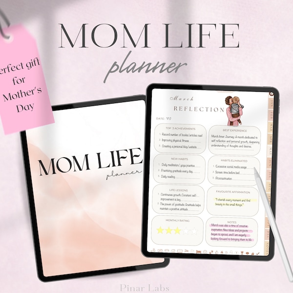 Busy mom digital planner Chaos coordinator  Household planner Movie tracker Mood board Cleaning schedule Good Notes planner Wellness journal