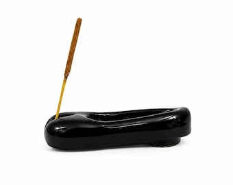 Tabi Räucherstäbchenhalter Schwarz Handgemachter Weihrauchbrenner Minimalistisches Japandi Wohnkultur Wabi Sabi Ash Catcher Geschenk für Sie