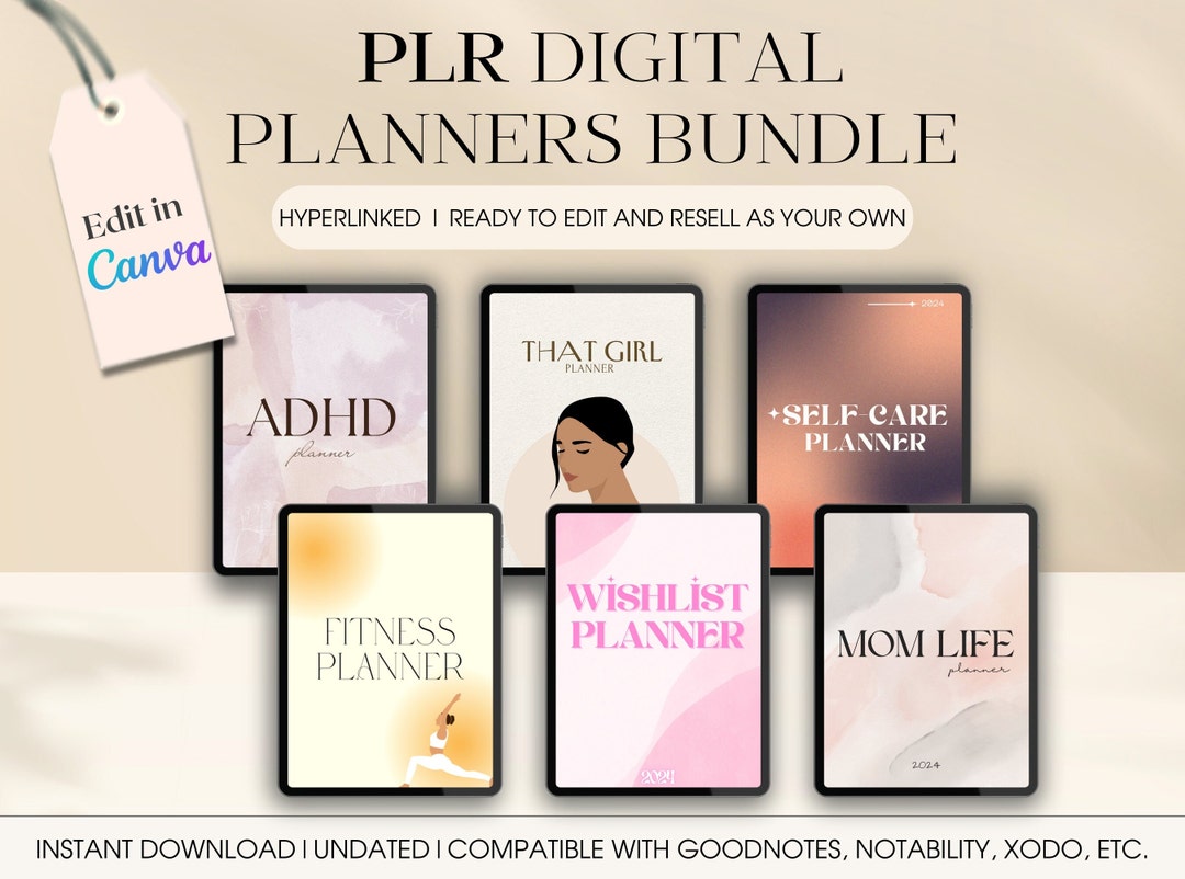 PLR Digital Planner Bundle, Canva Editable Planner, MRR Digital Product ...