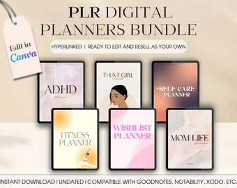 PLR Digital Planner Bundle, Canva editable planner, MRR Digital product, Customisable Daily planner , goodnotes planner, Canva template