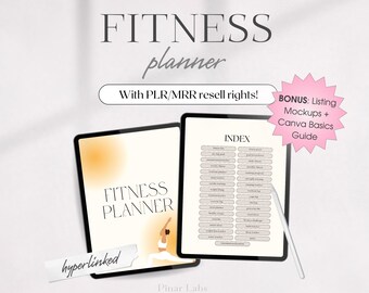 PLR Fitness Planner, Commercial use, Canva editable planner, PLR Product, Customisable Daily planner , Canva template MRR