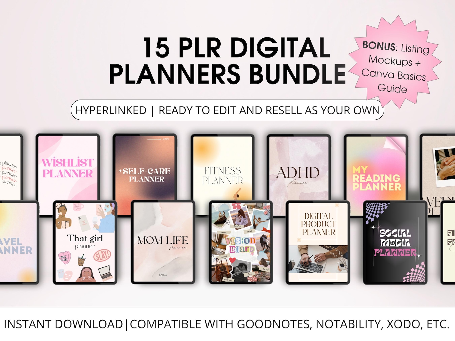 PLR Resell Digital Planner Bundle , Commercial Use, Canva Editable ...