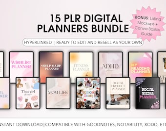 PLR digitale plannerbundel, bewerkbaar op canvas, doorverkooprechten (digitale download)