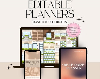 PLR Resell Digital Planner Bundle , Commercial use, Canva editable planner, PLR Planner , Customisable Daily planner , Canva template MRR