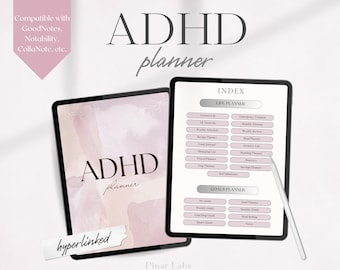ADHD Digital Planner, Goodnotes Planner, iPad Planner, Notability Planner, Daily planner, Self care & Habit tracker