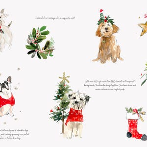 Watercolor Clipart - Christmas Dog Illustration - Holiday Art - Pet ...