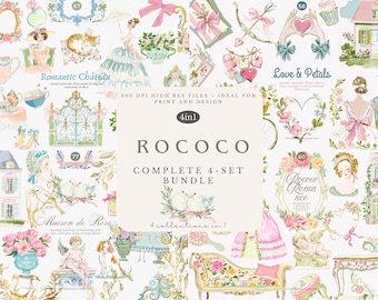 rococo bundle, coquette bundle, french florals, vintage decor, pastel clipart, floral frames, baroque elements, romantic pngs