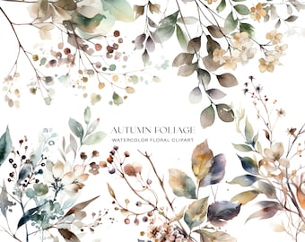 botanical branches - watercolor leaves - natural foliage - delicate stems - floral accents - garden greenery - rustic florals png