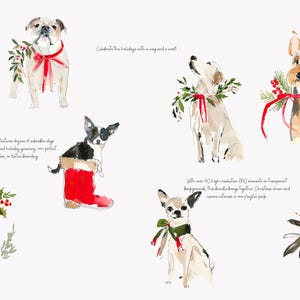 Watercolor Clipart - Christmas Dog Illustration - Holiday Art - Pet ...