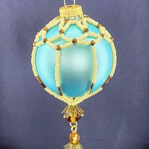 Amber Cream & Powder Blue Beaded Ornament