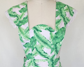 Vintage Inspired Lacy Tropical Hostess Apron