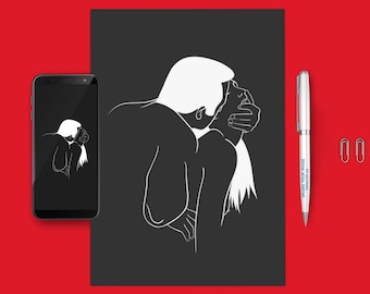 Passionate Couple Art - Digital PDF & JPEG Print File