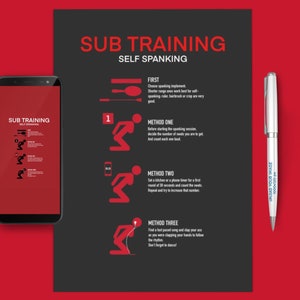 Sub Training - Self Spanking- Red and black background - 2 Digital PDF & JPEG Art Files For Printing