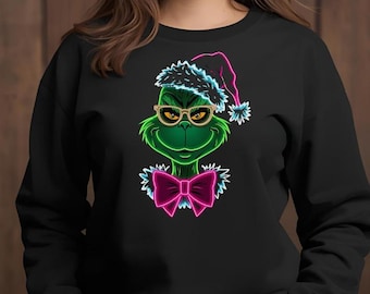 Personnage de Noël vert néon PNG SVG | Conception amusante des fêtes (téléchargement numérique)