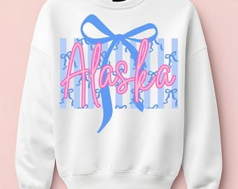 Alaska Coquette PNG, écriture noeud rose, conception de chemise State Pride (téléchargement numérique)