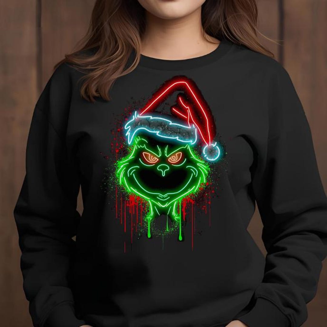 Neon Splatter Christmas Character Digital Download | Funny Holiday Face ...