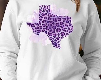 Purple Leopard Print Texas Silhouette PNG | Sublimation Design (Digital Download)