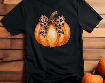 Leopard Bow Pumpkin PNG : Design à sublimation d'automne (téléchargement numérique)