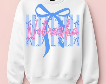 Nebraska Coquette Bow PNG, Girly State Pride Design (téléchargement numérique)