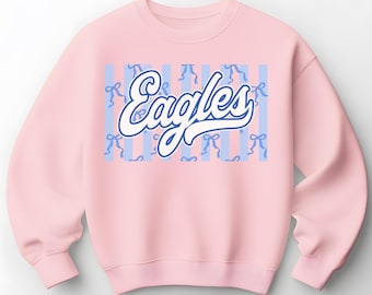 Coquette Eagles SVG PNG : sweat-shirt avec nœud, vêtements Barbers Hill Spirit (téléchargement numérique) | Aigles bleus | Aigles BCBG | Aigles PNG