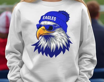 Eagles School Spirit Beanie Design: Blue & White (PNG Digital Download